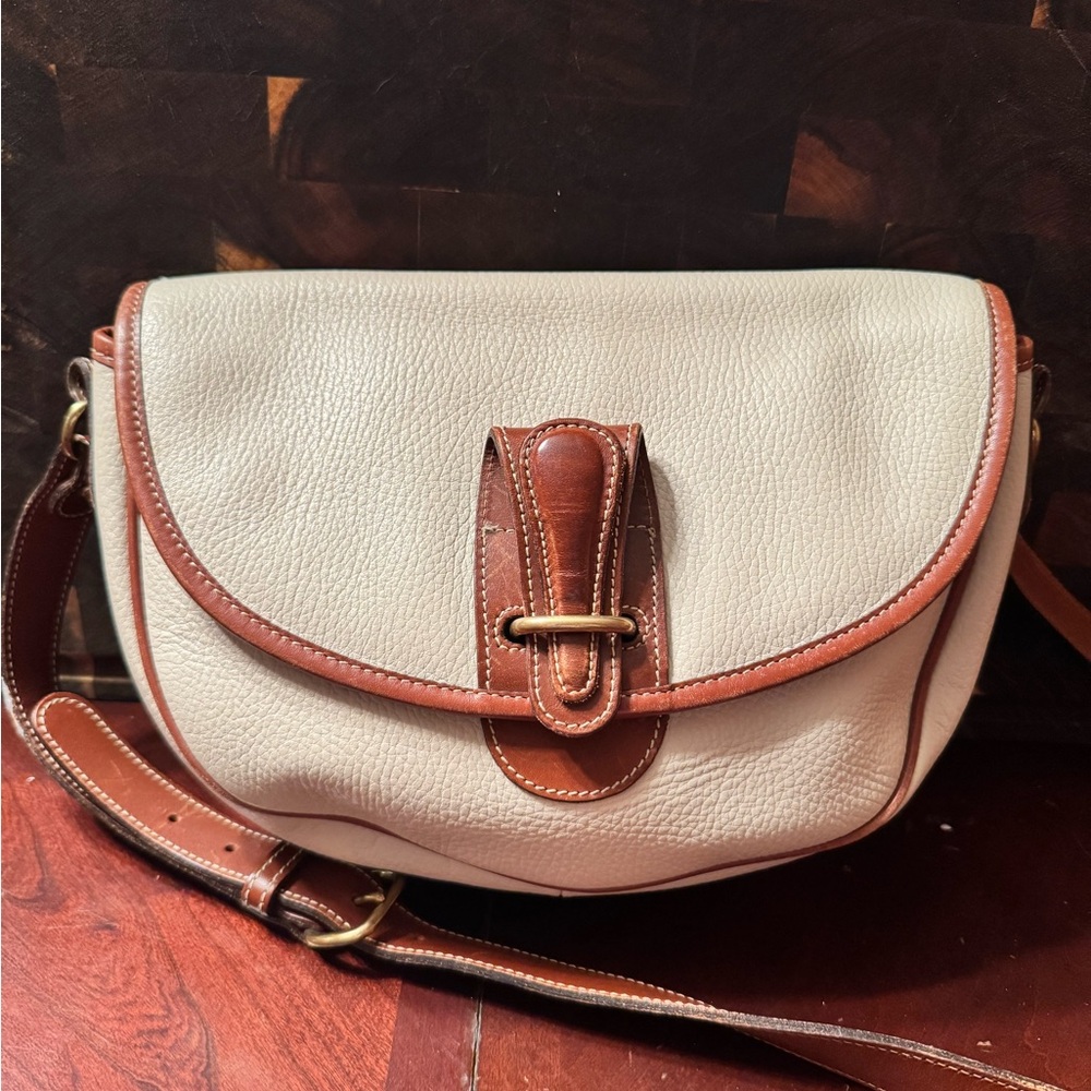 Coach Cream and Brown Leather Crossbody Bag